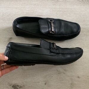 Moreschi Nassau Deerskin Driving‎ Loafers Black size 10 1/2 leather logo